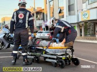 Motociclista fica ferido em acidente no centro da cidade de Santa Helena