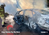 Veículo é destruído após incêndio na Av. Fiorino Brol 