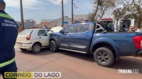 Acidente na Av. Brasil em distrito de Santa Helena deixa condutor e criança feridos