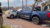 Acidente na Av. Brasil em distrito de Santa Helena deixa condutor e criança feridos