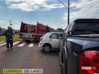 Acidente na Av. Brasil em distrito de Santa Helena deixa condutor e criança feridos