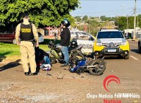 Motociclista fica ferido em colisão com caminhão no Jardim Santa Rita