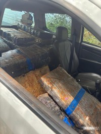 PF, PC e PM apreendem um veículo com 1.100 Kg de maconha em Santa Helena