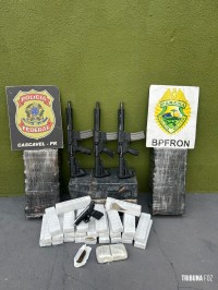 BPFRON e PF apreendem veículo carregado com drogas e armas em Santa Tereza do Oeste