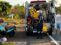 Motociclista atropela cachorro e é socorrida pelo SAMU em Santa Helena