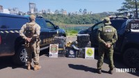 PF, PC e PM apreendem fardos de drogas no Rio Iguaçu em Foz do Iguaçu
