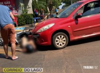Acidente envolve carro e moto na manhã deste sábado em Santa Helena