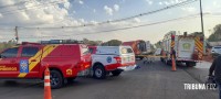 Corpo de Bombeiros são mobilizados após colisão no viaduto em construção de acesso a Argentina