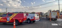 Corpo de Bombeiros são mobilizados após colisão no viaduto em construção de acesso a Argentina