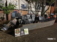 Policia Federal, Policia Civil e Policia Militar apreendem embarcação com cigarros contrabandeados