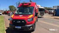Motocicleta parte ao meio após grave acidente na marginal da BR-277