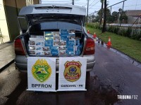 BPFRON, PF e 14º BPM apreendem veículo carregado com cigarros contrabandeados em Santa Tereza do Oeste