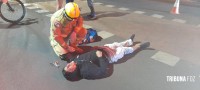 Motociclista é socorrido pelo Siate após colisão na Av. General Meira