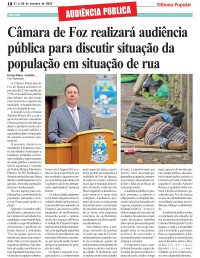 Câmara de Foz realizará audiência pública para discutir situação da população em situação de rua