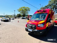 Colisão entre bicicleta e automóvel deixa ciclista ferido 