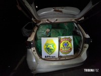 BPFRON e PF apreendem veículo furtado carregado com 1.500 pacotes de cigarros contrabandeados as margens do Lago de Itaipu