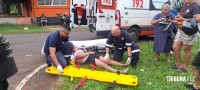 SAMU socorre motociclista após colisão na Av. Javier Koelbel