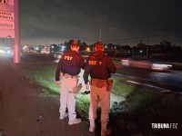 Motorista de carreta fica ferido após acidente na marginal da BR-277