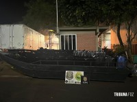 BPFRON, PF e PC apreendem embarcação carregada com cigarros em Itaipulândia