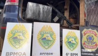 PM e PF apreendem mais de 1200 Kg de maconha e um fuzil na BR-277 em Santa Tereza do Oeste