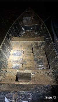 Policia Federal e a Policia Militar apreendem 287,5 quilos de maconha no Rio Paraná, em Foz do Iguaçu