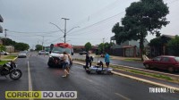 SAMU socorre motociclista vítima de acidente entre carro e moto em Santa Helena