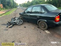 Colisão entre veiculo e motocicleta mobiliza SAMU em Santa Helena