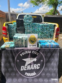 DENARC e PM apreendem 582 Kg de maconha, carregador de pistola e munições em Foz do Iguaçu