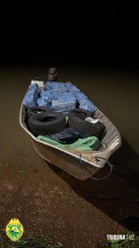 BPFRON e PF apreendem embarcação carregada com produtos ilícitos oriundos do Paraguai no Lago de Itaipu