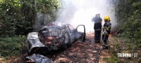 Carro pega fogo e coloca em risco incêndio na mata as margens do Parque Nacional do Iguaçu