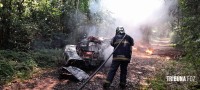 Carro pega fogo e coloca em risco incêndio na mata as margens do Parque Nacional do Iguaçu
