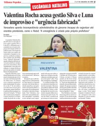 Valentina Rocha acusa gestão Silva e Luna de improviso e "urgência fabricada"