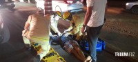 Motociclista é socorrido pelo Siate após colisão na BR-469 defronte ao antigo Hotel Carimã