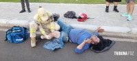 Motociclista paraguaio é socorrido pelo Siate após colisão traseira na Av. das Cataratas