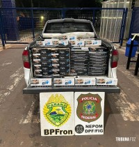 PF e PM resulta em apreensão de cigarros no Rio Paraná em Foz do Iguaçu
