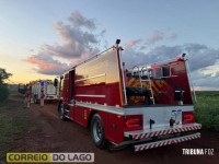 Incêndio em pilha de pneus mobiliza Bombeiros e Defesa Civil em Santa Helena
