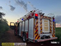 Incêndio em pilha de pneus mobiliza Bombeiros e Defesa Civil em Santa Helena