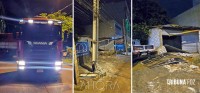 Caminhão não consegue subir ladeira, recua bruscamente, atingiu um poste de energia e danificou parte de uma casa em Ciudad Del Este 