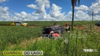Carro capota e mulher fica ferida na Rodovia PR-491 em Marechal Cândido Rondon