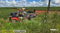 Carro capota e mulher fica ferida na Rodovia PR-491 em Marechal Cândido Rondon