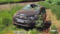 Carro capota e mulher fica ferida na Rodovia PR-491 em Marechal Cândido Rondon