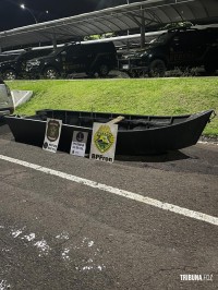 PF e PM e Marinha do Brasil apreendem embarcação com 200 Kg de maconha na fronteira em Foz do Iguaçu