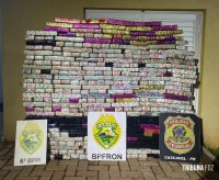 BPFRON, PM e PF apreendem veículo carregado com 442,9 Kg de maconha em Santa Tereza do Oeste