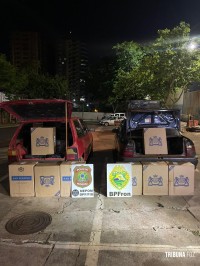 BPFRON e PF apreendem dois veículos carregados com cigarros contrabandeados do Paraguai em Itaipulândia