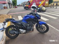 Motociclista fica ferido após acidente de trânsito no centro de Marechal Cândido Rondon