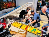 Motociclista fica ferido após colisão com carro e bater contra portão da Igreja no Conjunto Sol de Maio