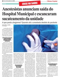 Anestesistas anunciam saída do Hospital Municipal e escancaram sucateamento da unidade