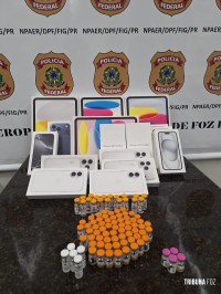 Policia Federal apreende bagagens com medicamentos contrabandeados no Aeroporto Internacional de Foz do Iguaçu