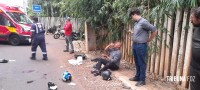 Siate socorre duas vítimas após colisão frontal entre carro e moto defronte ao Horto Municipal