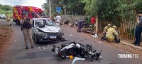 Siate socorre duas vítimas após colisão frontal entre carro e moto defronte ao Horto Municipal